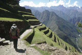Hike after pass Wiñay Wayna go to Machu Picchu