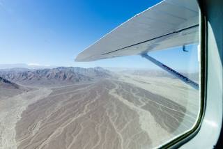 Nazca line flight view in the airplane